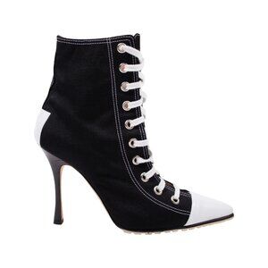 Manolo Blahnik | Vintage Lace-up Canvas Sneaker Boots Heels in Black